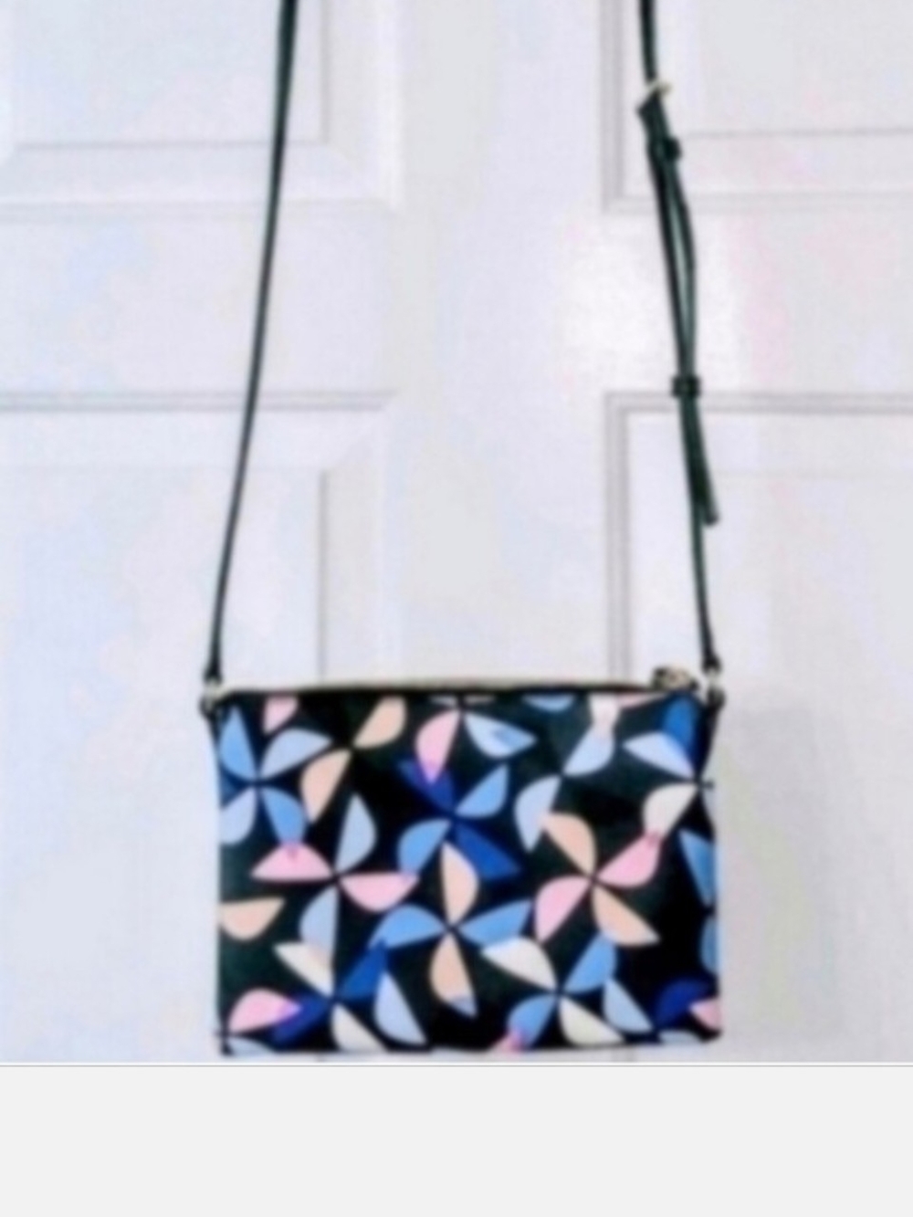 Kate Spade Crossbody Bag with Navy Blue & Pink Petal Print - Picture 3 of 8